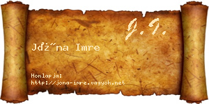 Jóna Imre névjegykártya